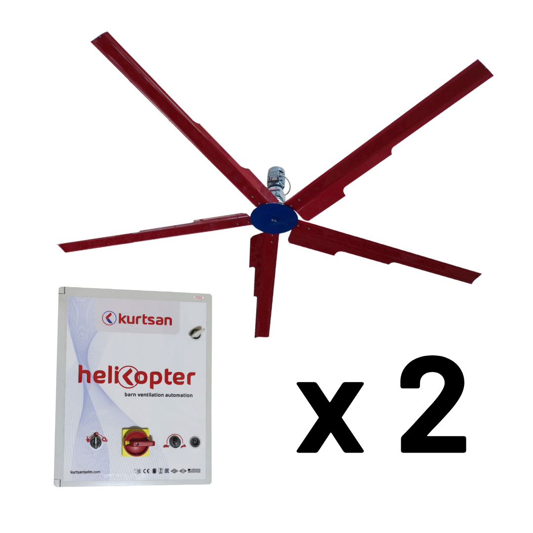 Helikopterituuletin 2 kpl, Ø 5 m, 1,1 kW+ Ohjauskeskus
