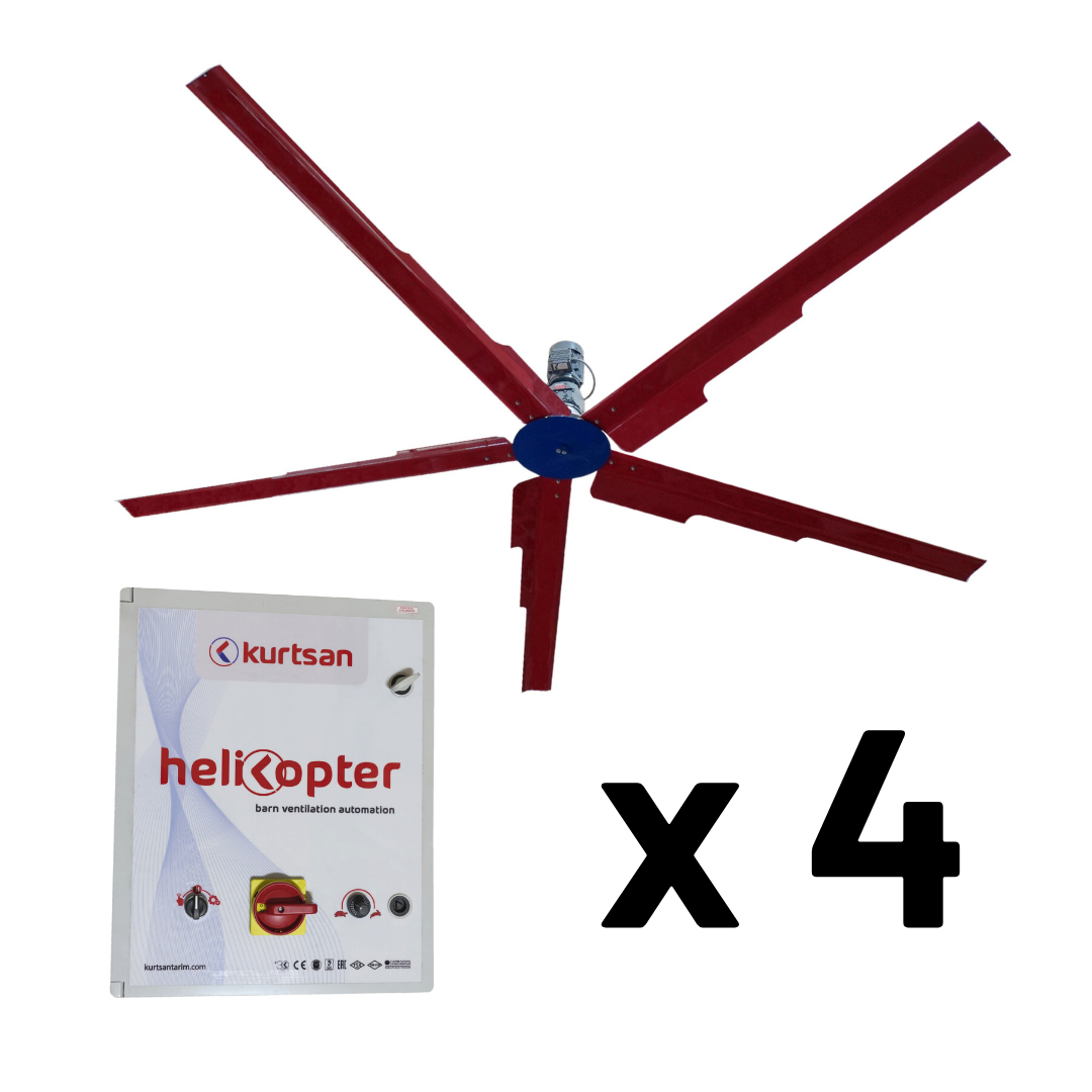 Helikopterituuletin 4 kpl, Ø 5 m, 1,1 kW+ Ohjauskeskus
